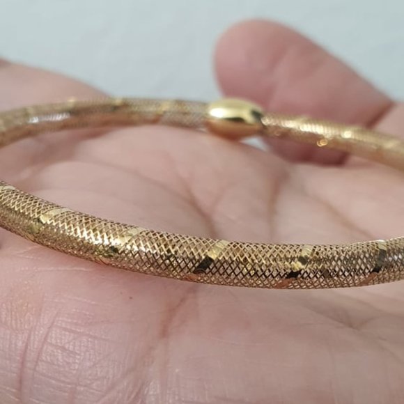 Gold Bracelet - round style mesh 18k - SOLD - Picture 4 of 11